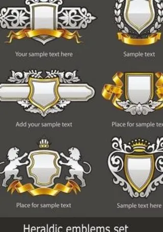 欧洲模式的徽章02矢量