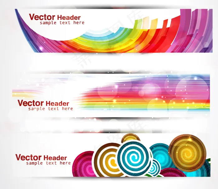 潮流同心圆立方体横幅矢量素材