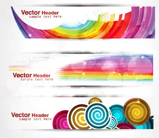 潮流同心圆立方体横幅矢量素材