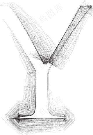 手绘字体字母Y矢量插画
