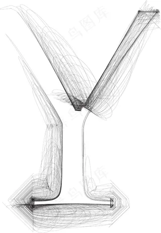 手绘字体字母Y矢量插画