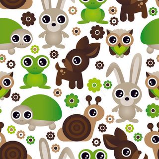 卡通可爱北欧童话梦幻儿童动物无缝平铺背景头像印刷矢量图片素材