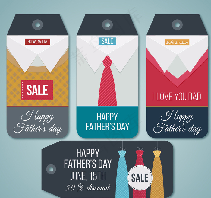 父亲节促销标签图片