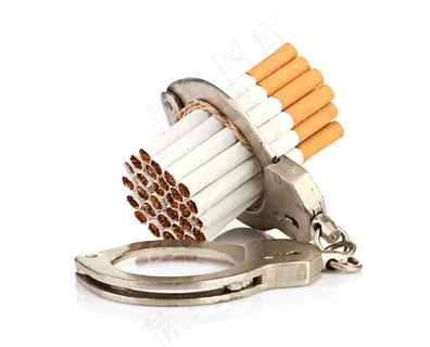 手铐扣着香烟的图片