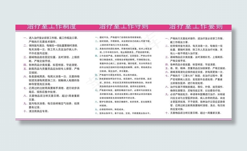 治疗室制度守则图片cdr矢量模版下载