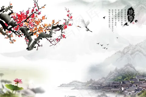 国画山水背景墙 国画山水背景墙