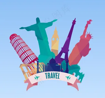 旅游假期扁平建筑设计