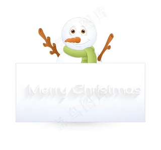 与空白的广告横幅雪人高兴