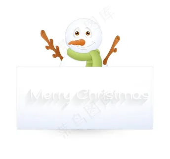 与空白的广告横幅雪人高兴 与空白的广告横幅雪人高兴