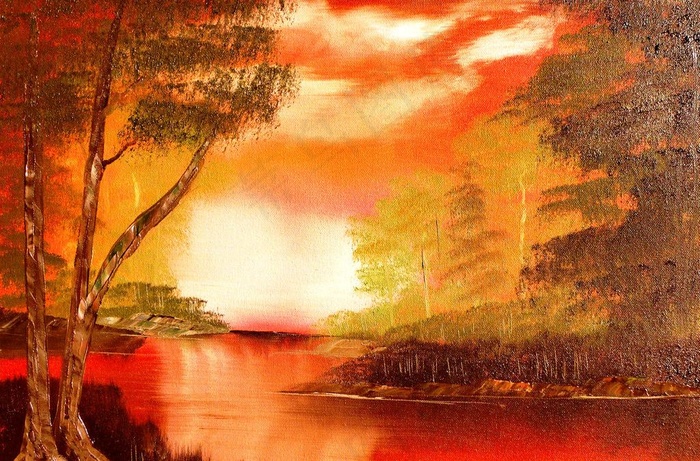 油画 河流图片