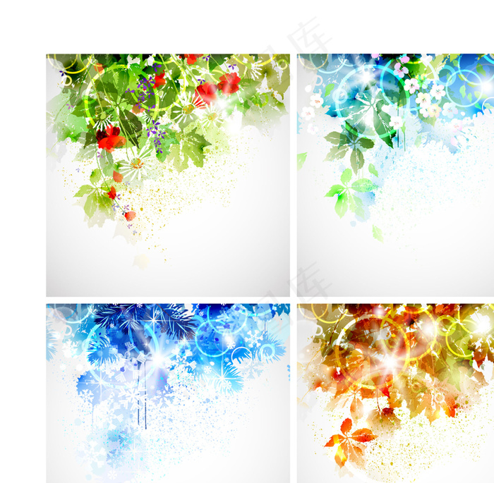 炫彩植物背景矢量素材(385X392)eps,ai矢量模版下载