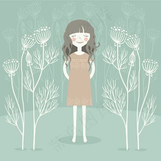 唯美卡通女孩插画