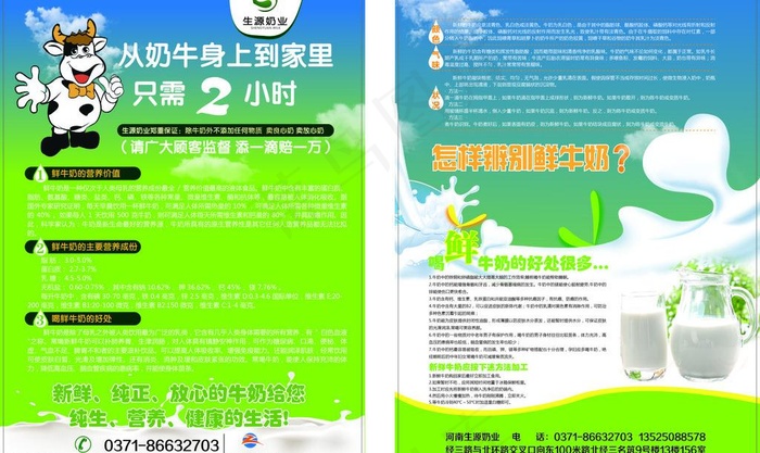 牛奶单页图片ai矢量模版下载