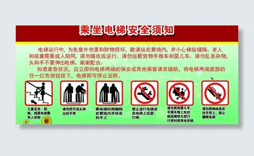 电梯安全须知 提示 警告 指示牌图...