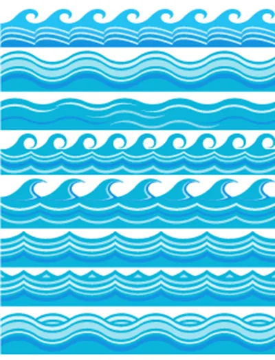 波浪和海浪花纹边框矢量图库素材