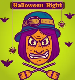 卡通万圣节巫婆