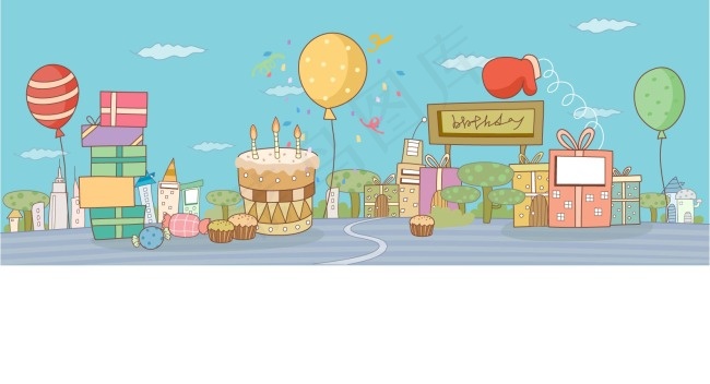 生日蛋糕和气球