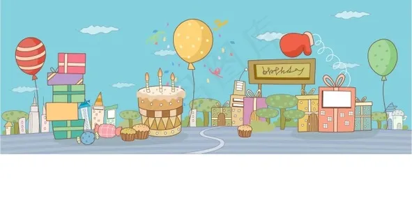 生日蛋糕和气球