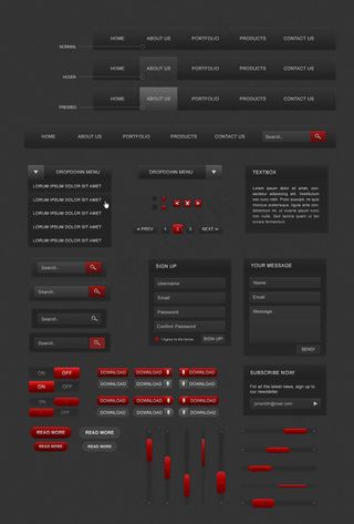 黑色风格主题网页psd模板下载