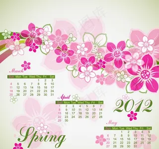 2012日历春天时尚花纹梦幻背景图片