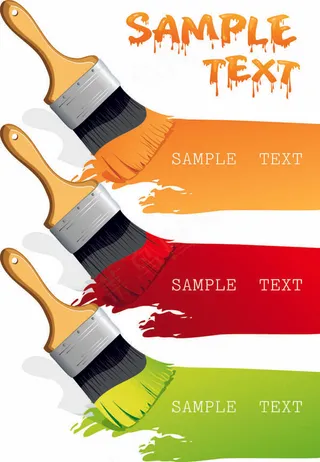彩色油漆刷油漆桶矢量