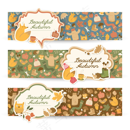 秋日剪贴Banner设计模板矢量素...