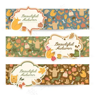 秋日剪贴Banner设计模板矢量素...