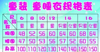 童装规格尺码表图片