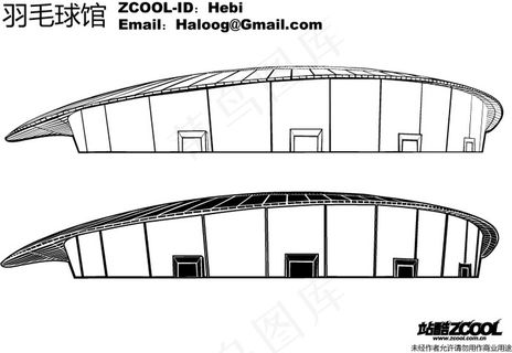 奥运场馆羽毛球馆矢量素材
