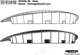 奥运场馆羽毛球馆矢量素材