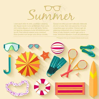 夏日沙滩度假元素背景矢量素材图片