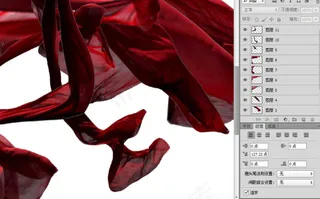 红色丝绸psd分层