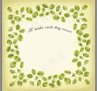 黄色绿叶小清新相框图图片