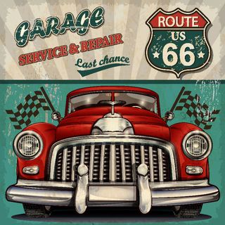 红色复古车辆海报素材