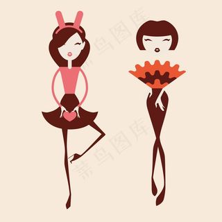 创意卡通时尚美女模特矢量素材