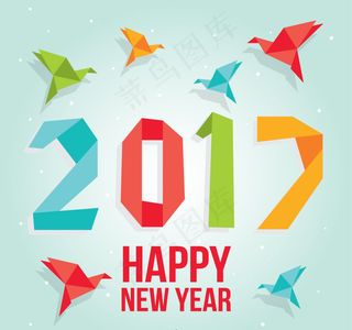 彩色折纸新年背景