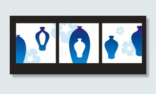 无框装饰画 青花瓷器