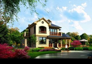 房地产园林景观别墅效果图psd分层...