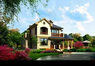 房地产园林景观别墅效果图psd分层...