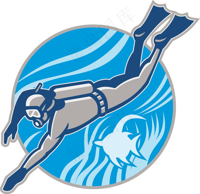 潜水员潜水复古