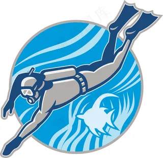 潜水员潜水复古