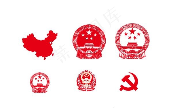 中国 地图 国徽 党徽