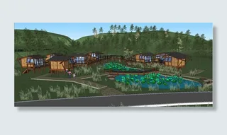 山地su小木屋模型图片