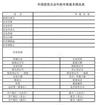 外商投资企业年检申报基本情况表
