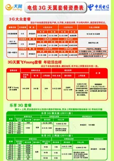套餐资费表图片