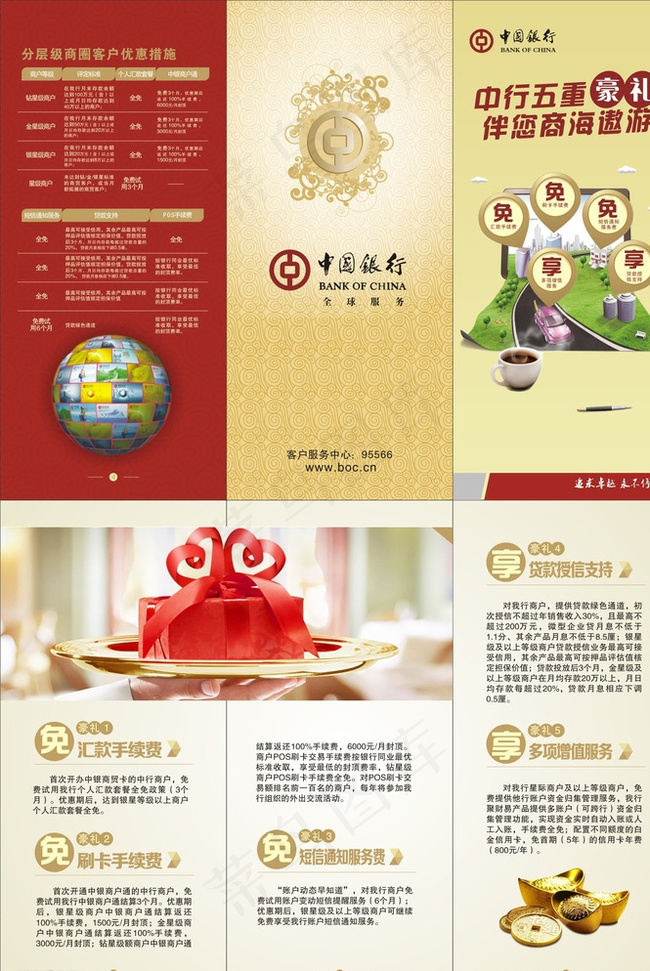 中国银行三折页图片cdr矢量模版下载