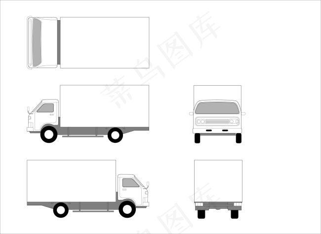 厢式货车模型ai矢量模版下载