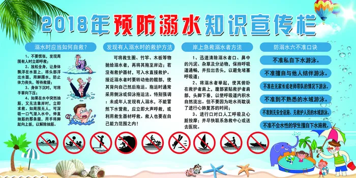 2018免费防溺水知识宣传栏设计模...(7087X3543(DPI:150))psd模版下载