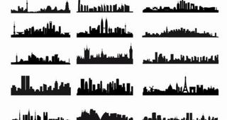 城市天际线景观剪影矢量集