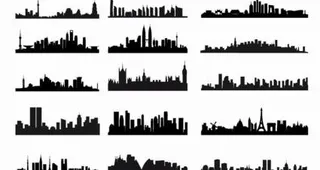 城市天际线景观剪影矢量集